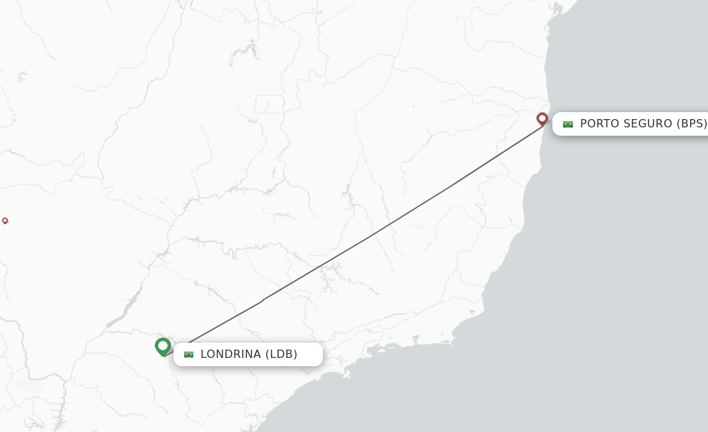 Flights from Londrina to Porto Seguro route map