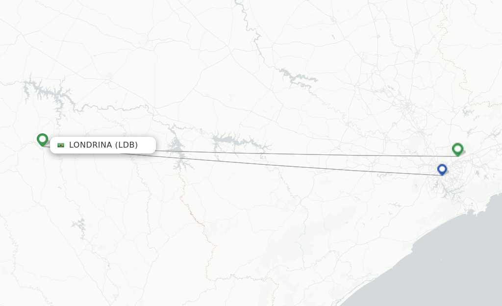 Route map with flights from Londrina with LATAM
