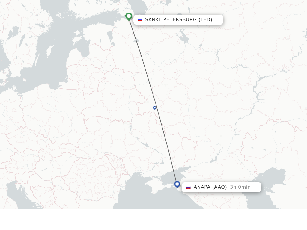 Flights from Saint Petersburg to Anapa route map