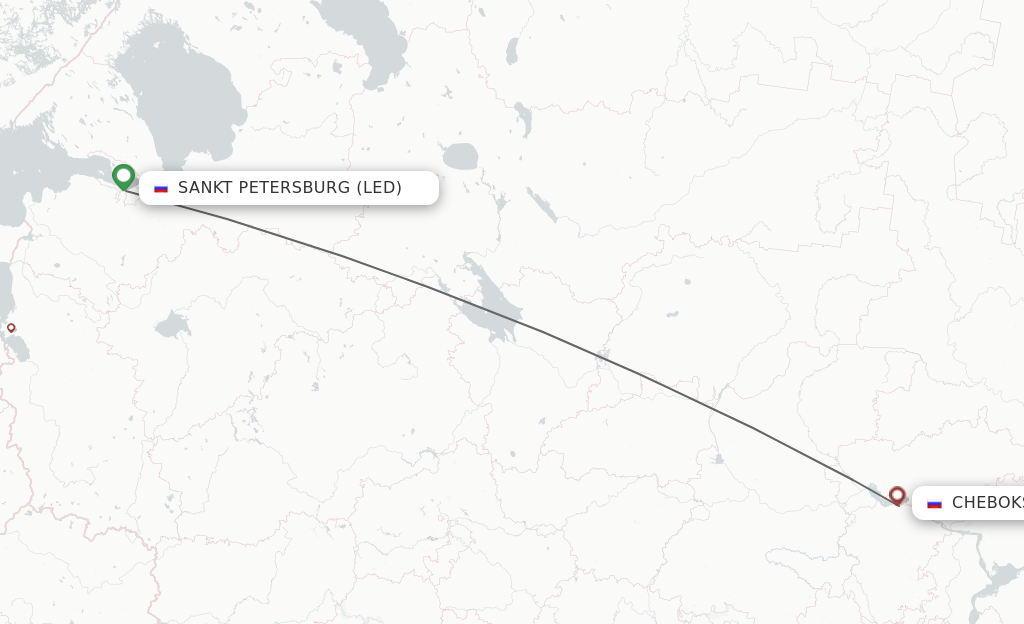 Flights from Saint Petersburg to Cheboksary route map