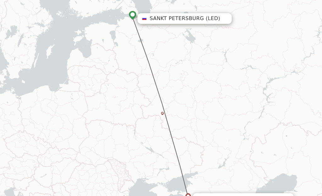 Flights from Saint Petersburg to Gelendzik route map