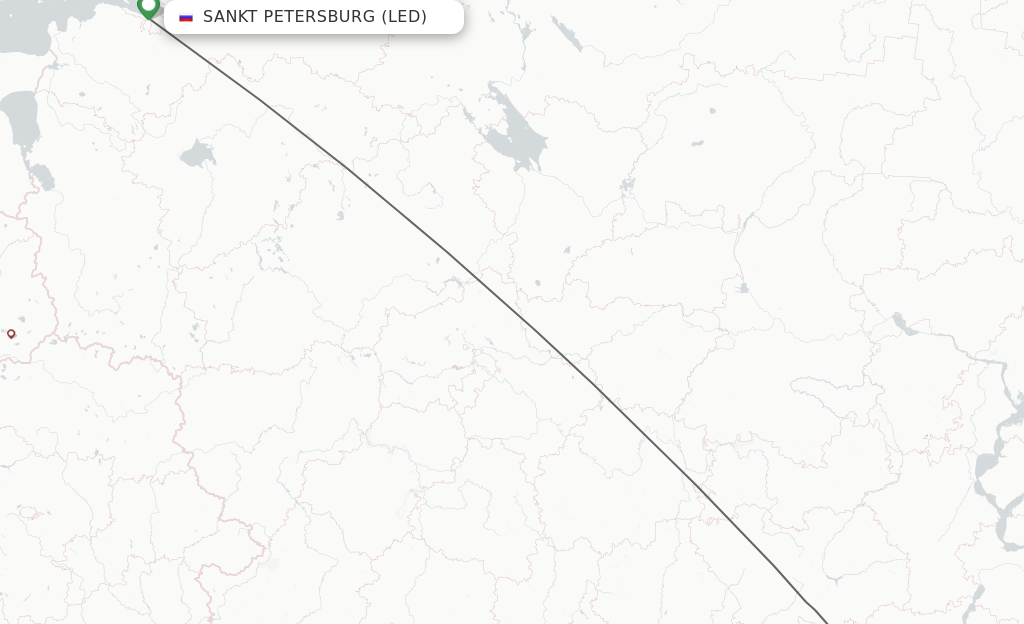 Flights from Saint Petersburg to Saratov route map