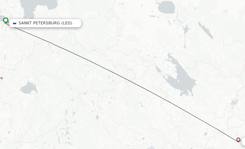 Flights from Saint Petersburg to Ivanovo route map