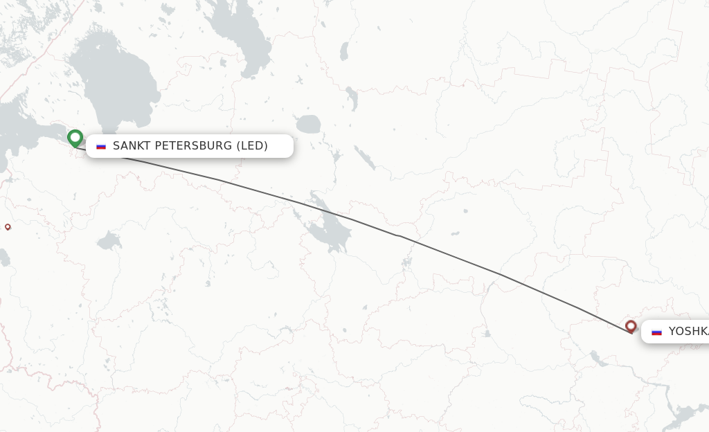 Flights from Saint Petersburg to Yoshkar-Ola route map