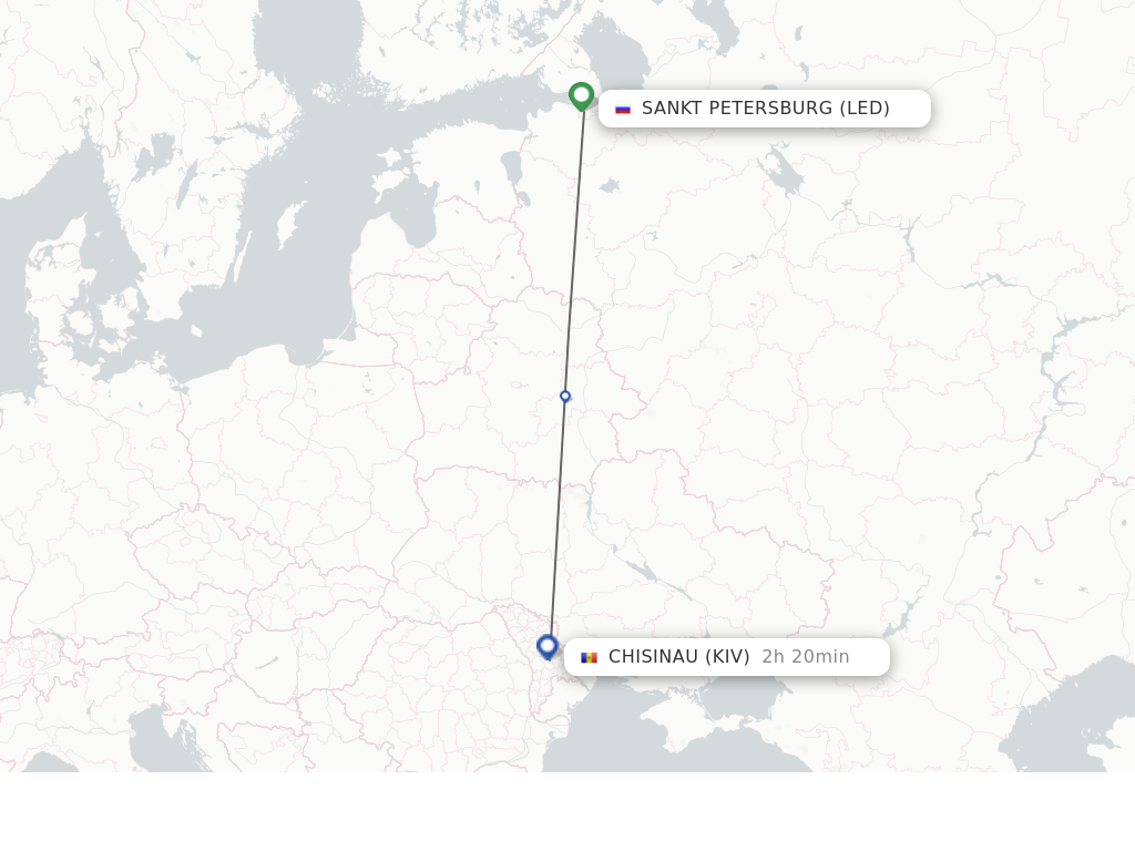 Flights from Saint Petersburg to Chisinau route map