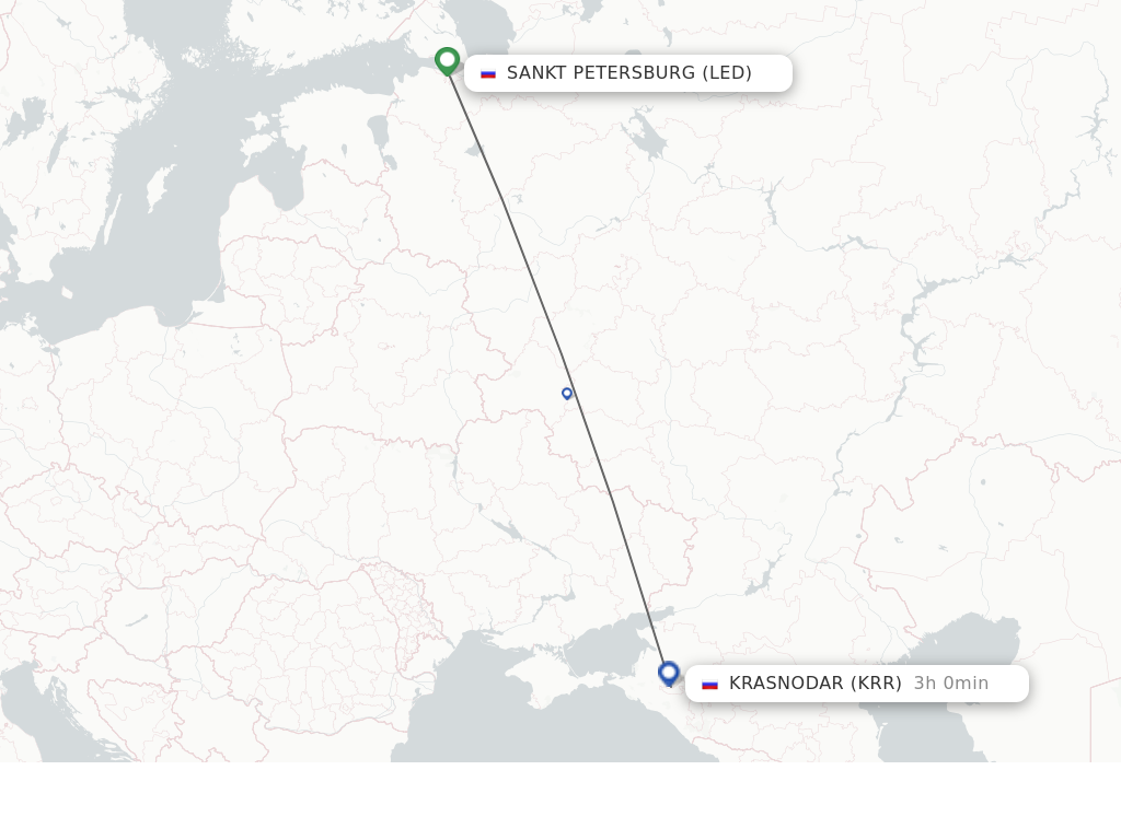 Flights from Saint Petersburg to Krasnodar route map