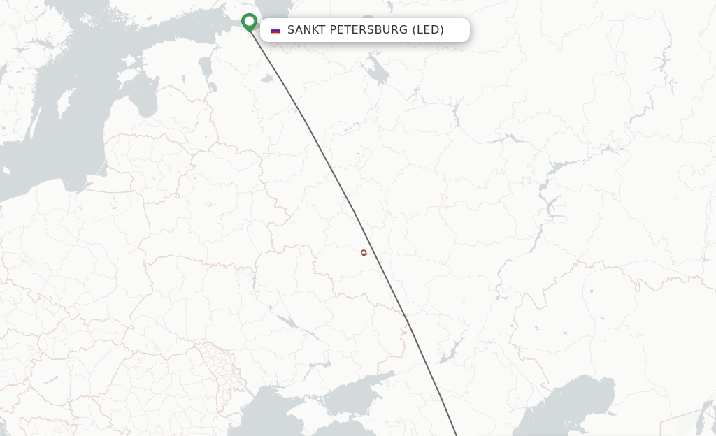 Flights from Saint Petersburg to Nalchik route map