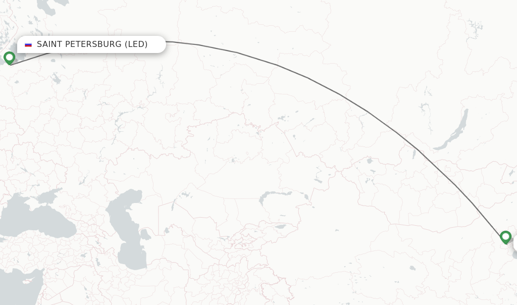 Flights from Saint Petersburg to Beijing route map