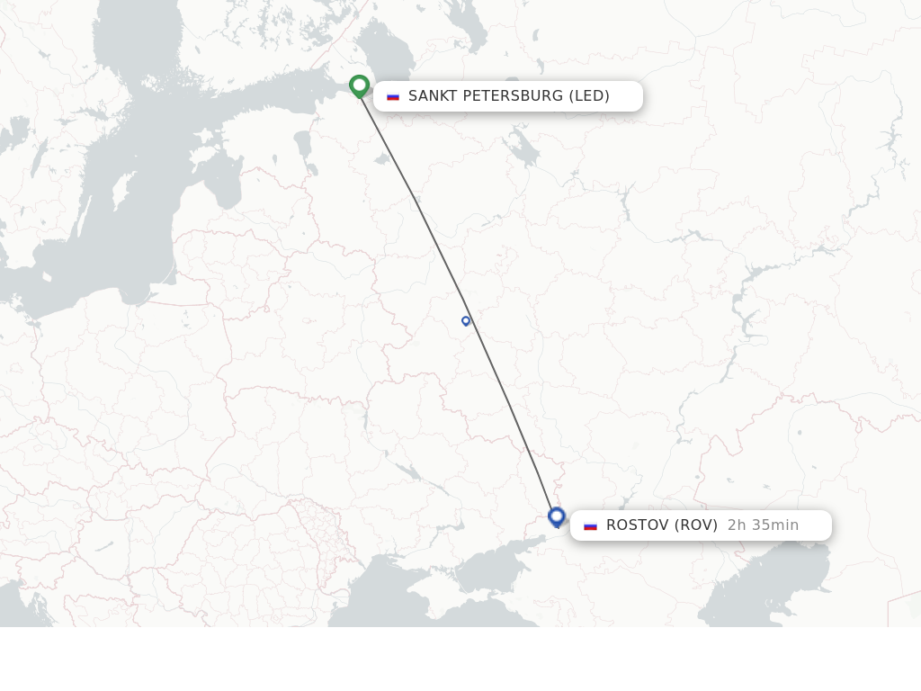 Flights from Saint Petersburg to Rostov route map