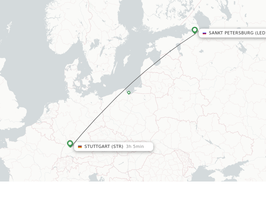 Flights from Saint Petersburg to Stuttgart route map