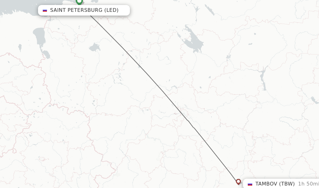 Flights from Saint Petersburg to Tambov route map