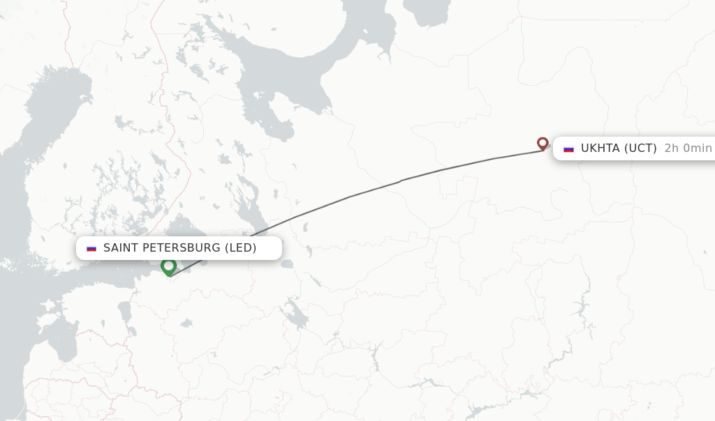 Flights from Saint Petersburg to Ukhta route map