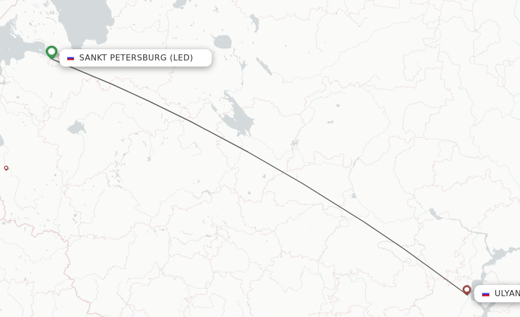 Flights from Saint Petersburg to Ulyanovsk route map