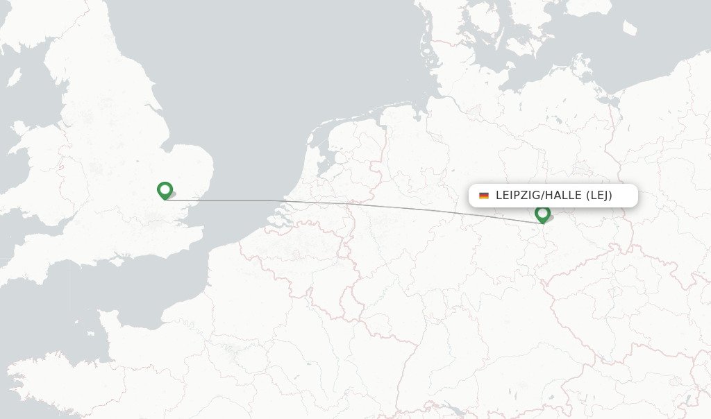 Route map with flights from Leipzig/Halle with Ryanair