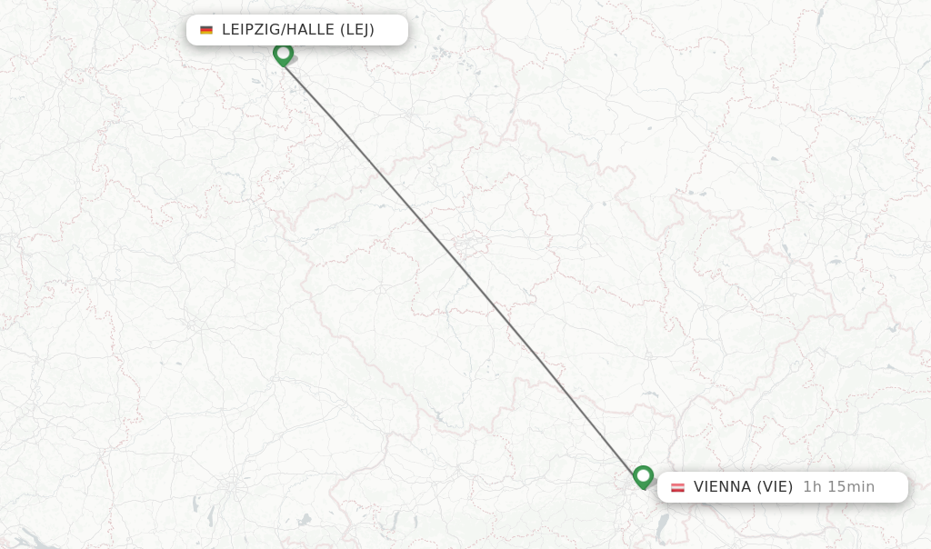 Flights from Leipzig/Halle to Vienna route map