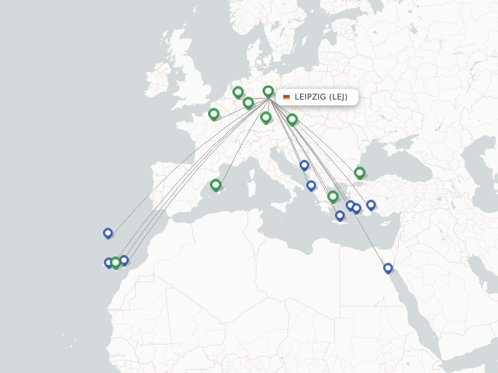 Flights from Leipzig to Moscow route map