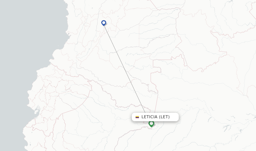 Route map with flights from Leticia with AVIANCA