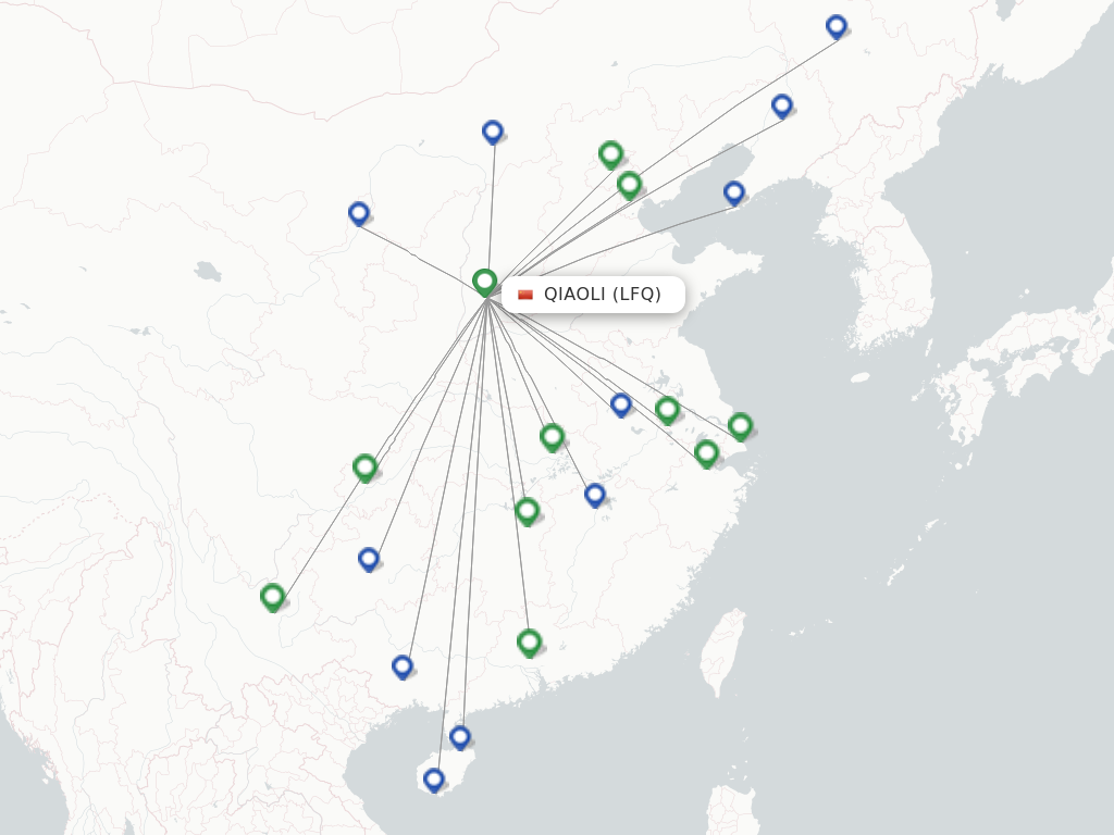 Flights from Qiaoli to Jinjiang route map