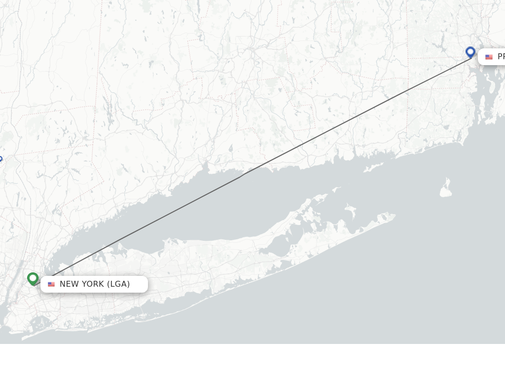 Flights from New York to Providence route map
