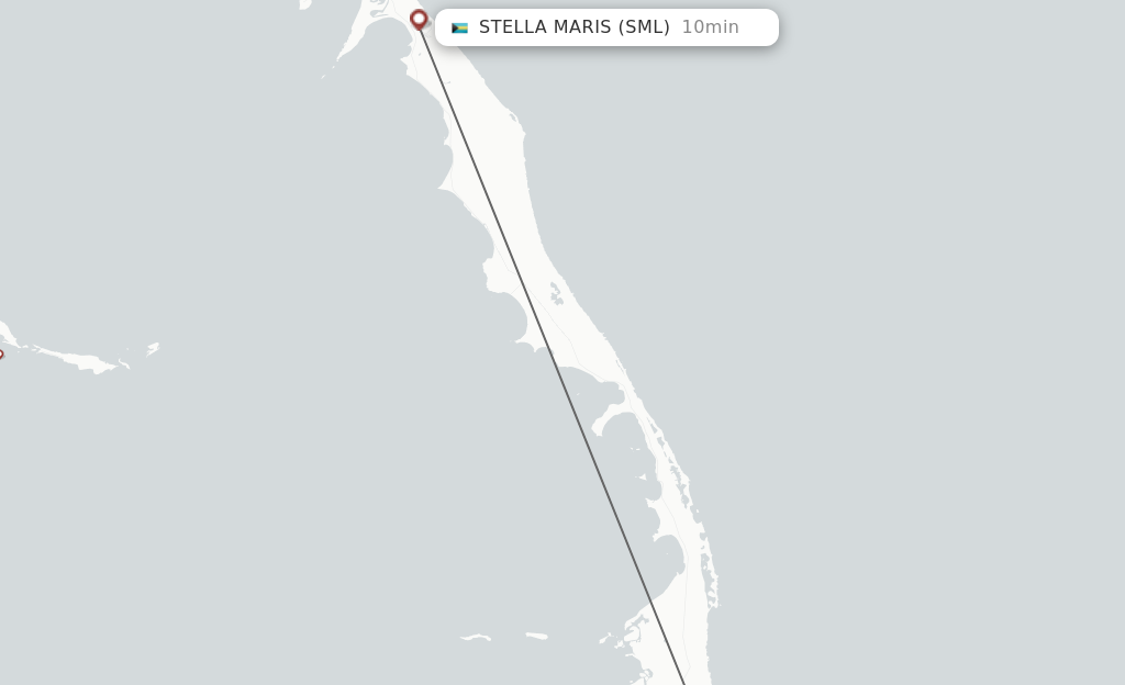 Flights from Deadmans Cay to Stella Maris route map