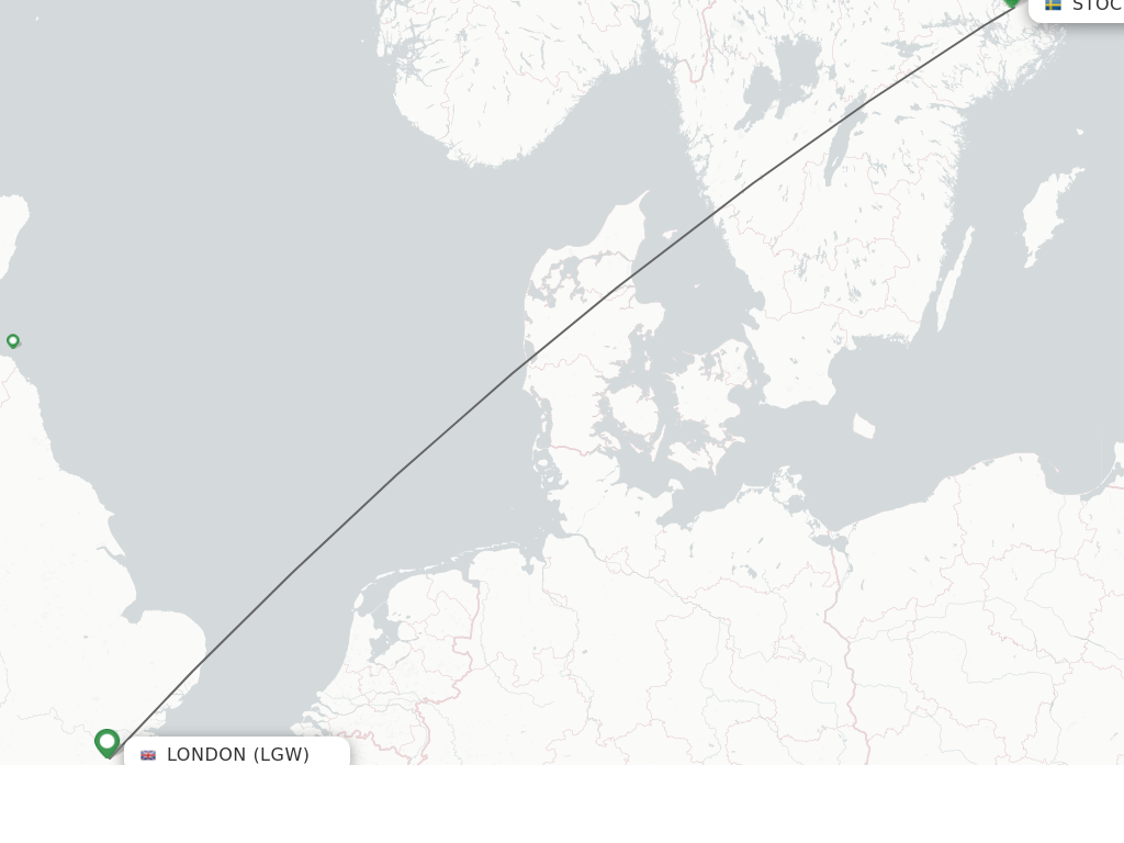 Flights from London to Stockholm route map