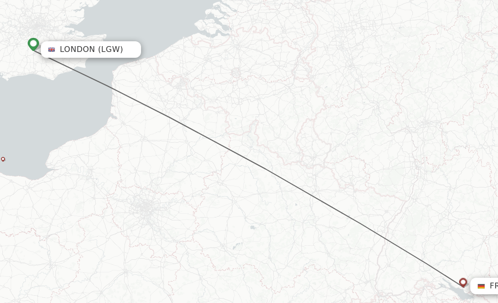 Flights from London to Friedrichshafen route map