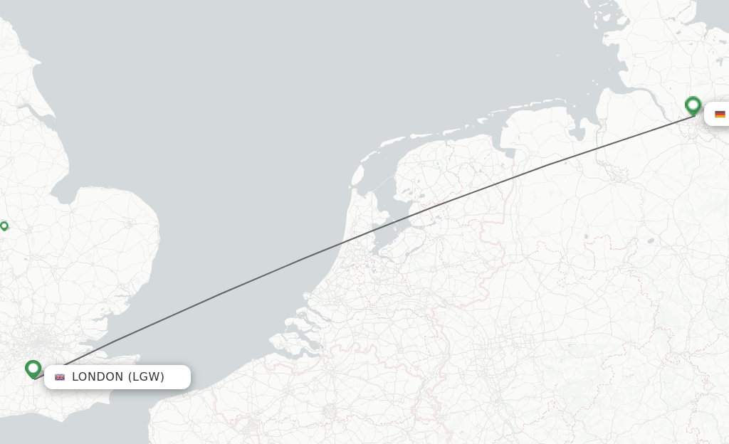 Flights from London to Hamburg route map