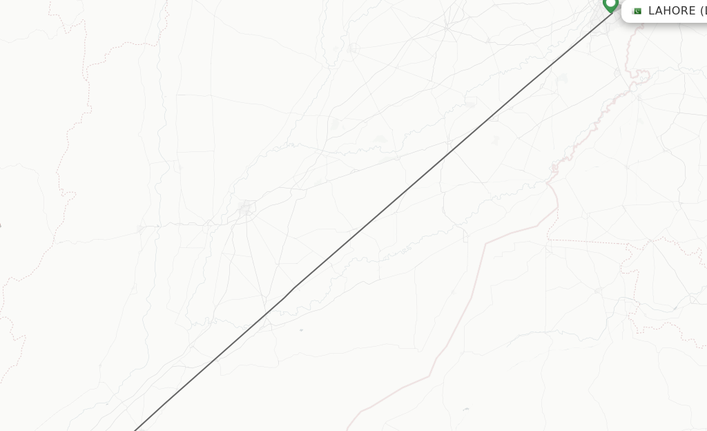Flights from Lahore to Rahim Yar Khan route map