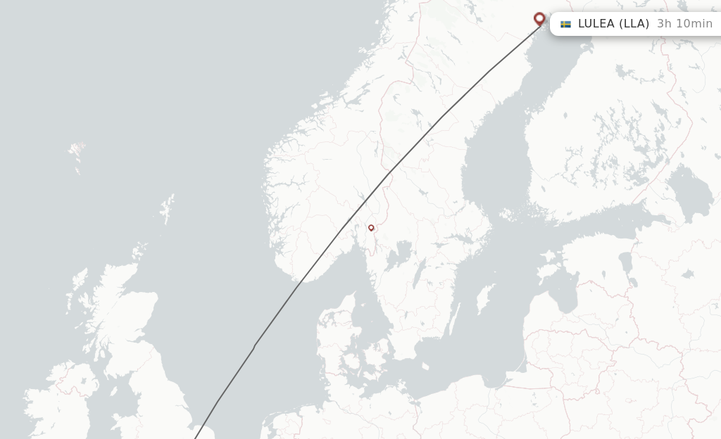 Flights from London to Lulea route map