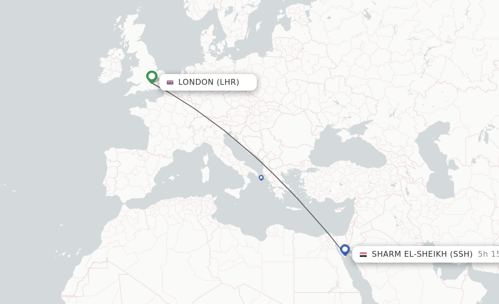 Flights from London to Sharm el Sheikh route map