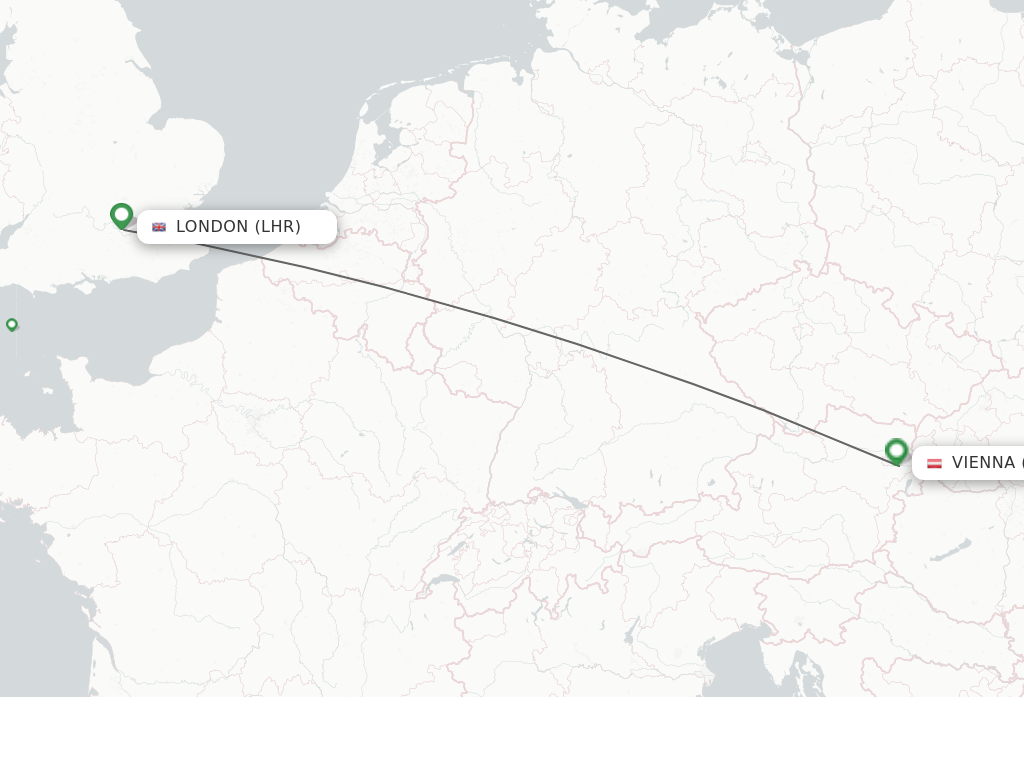 Flights from London to Vienna route map