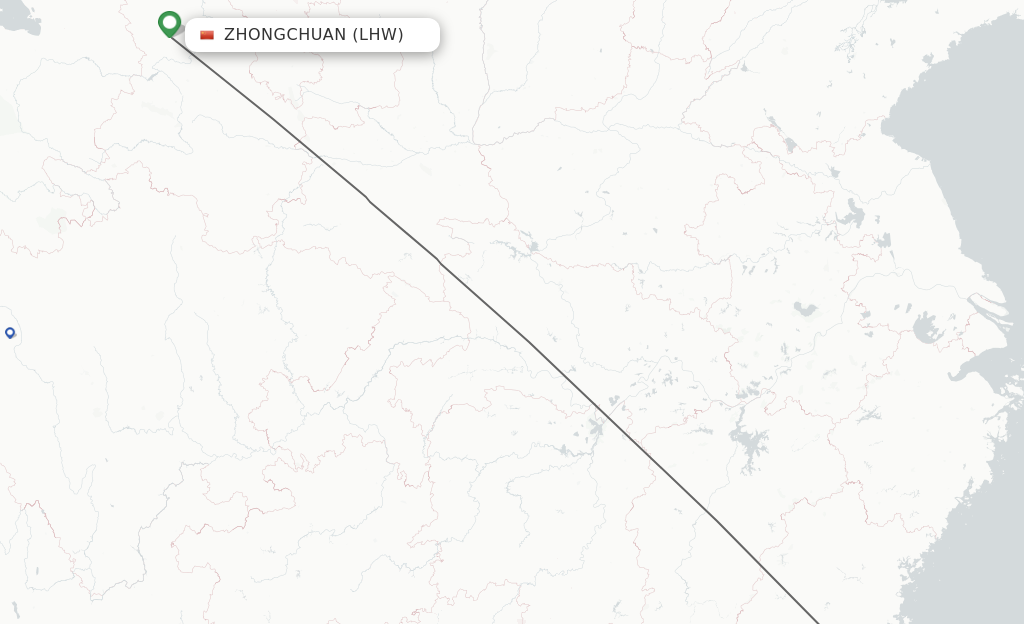 Flights from Lanzhou to Jinjiang route map