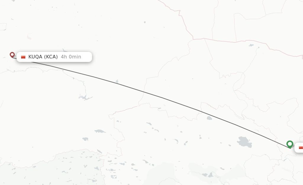 Flights from Lanzhou to Kuqa route map