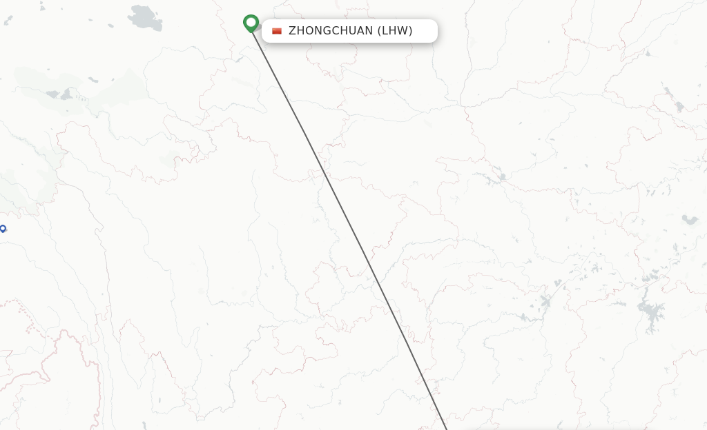 Flights from Lanzhou to Guilin route map