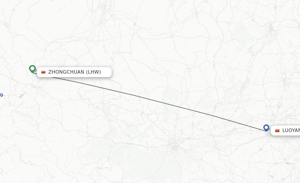 Flights from Lanzhou to Luoyang route map