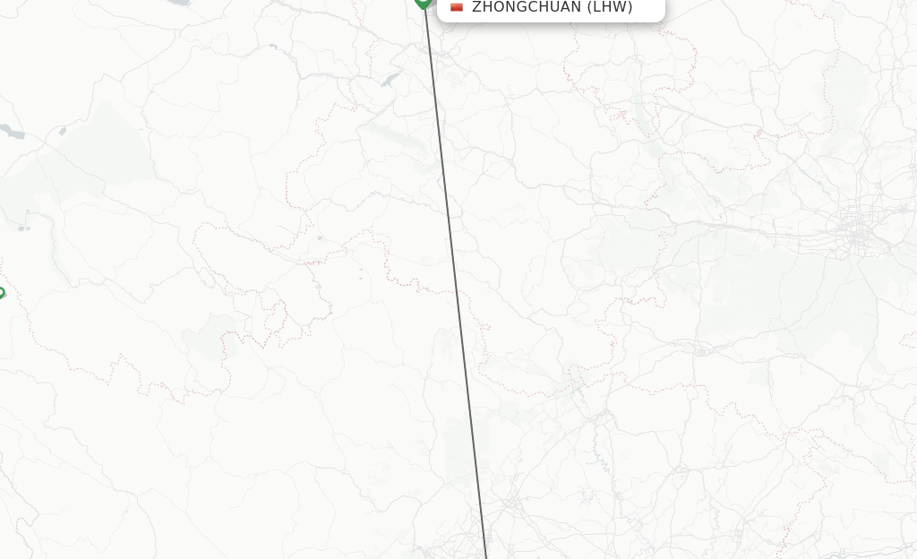 Flights from Lanzhou to Chengdu route map