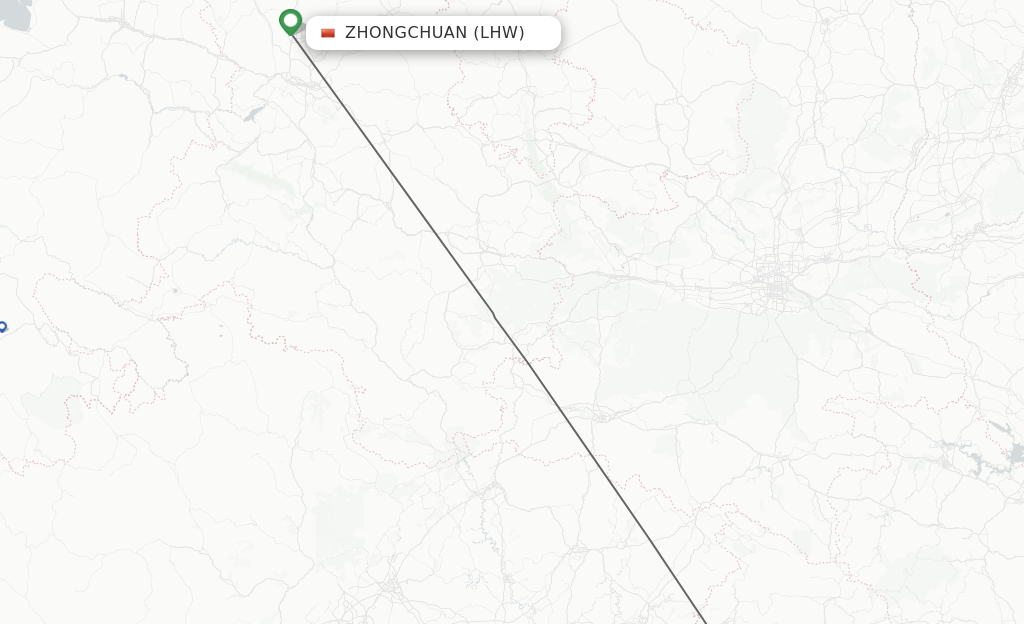 Flights from Lanzhou to Wanxian route map