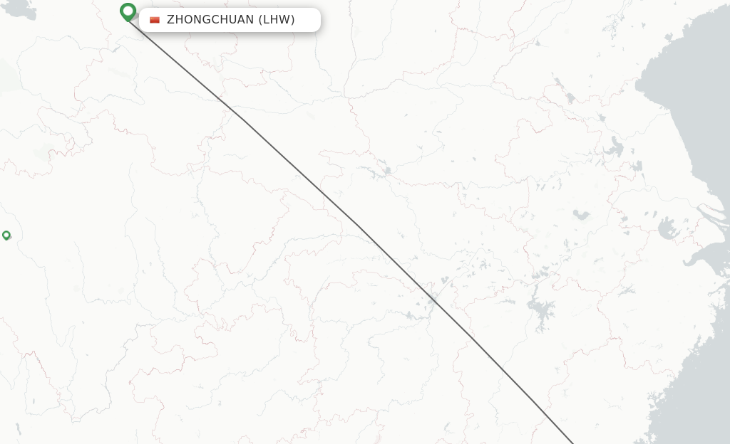Flights from Lanzhou to Xiamen route map