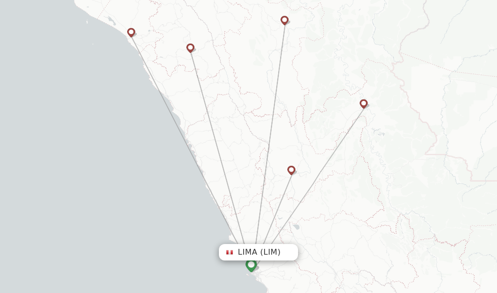 Route map with flights from Lima with 21 Air