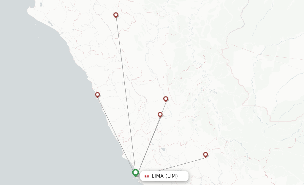 Route map with flights from Lima with California Pacific Airlines