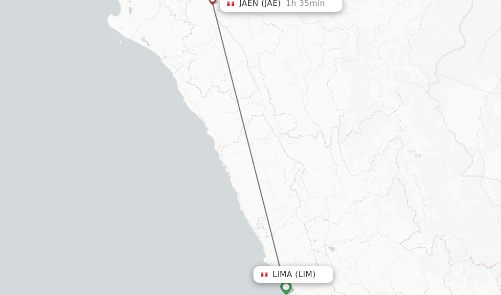 Flights from Lima to Jaen route map