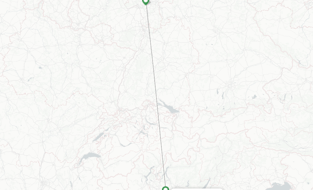 Route map with flights from Milan with Lufthansa