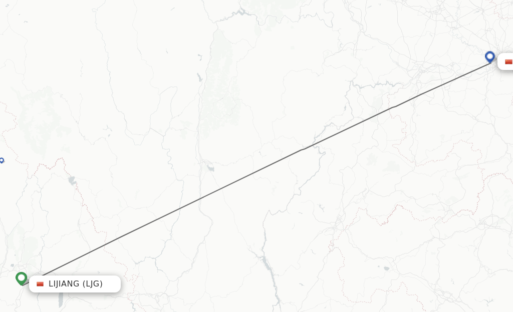 Flights from Lijiang to Luzhou route map