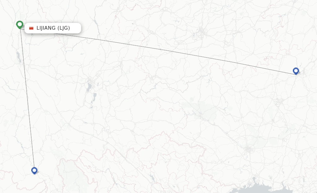 Route map with flights from Lijiang with Qingdao Airlines