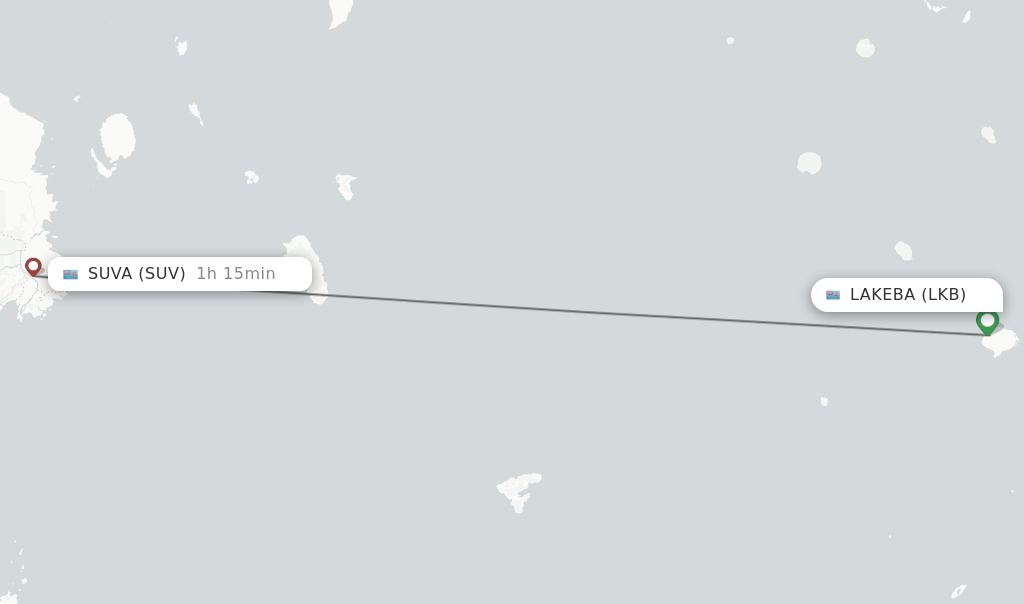 Flights from Lakeba to Suva route map