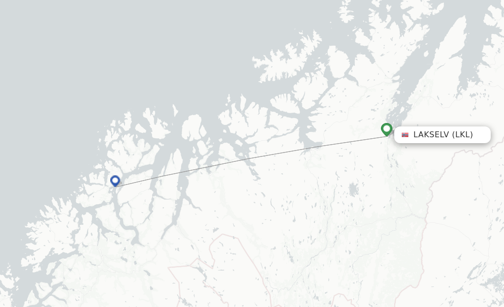 Route map with flights from Lakselv with Danish Air