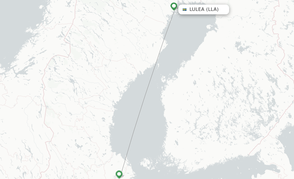Route map with flights from Lulea with Norwegian Air Sweden