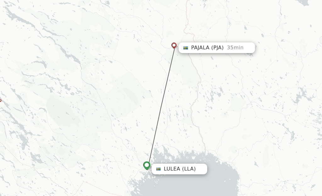 Flights from Lulea to Pajala route map