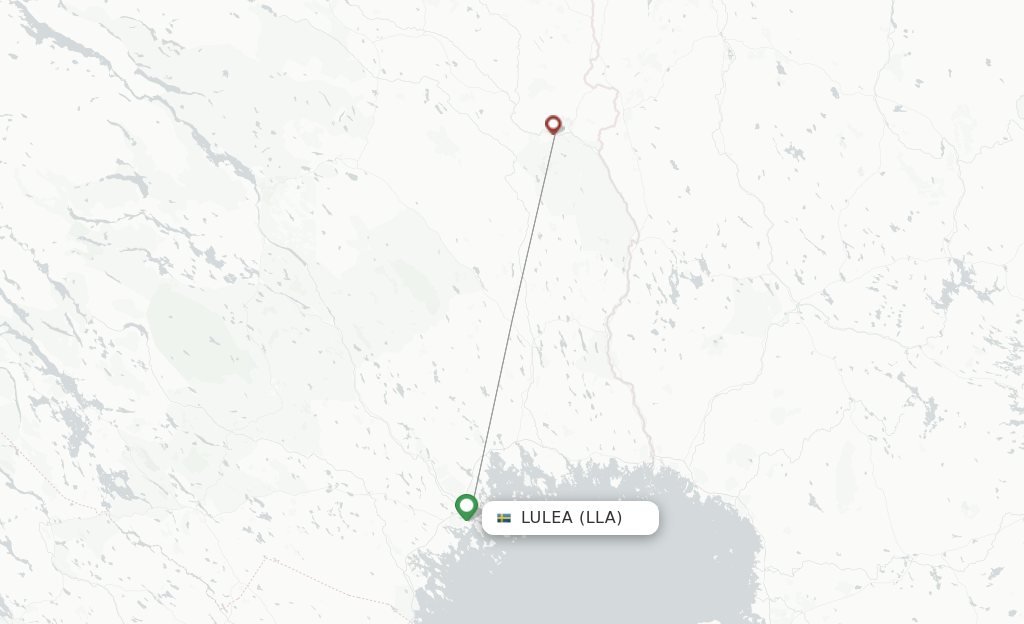 Route map with flights from Lulea with FlexFlight