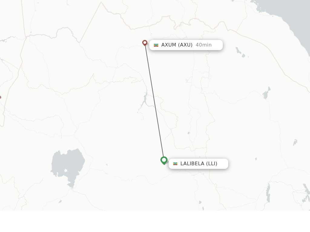 Flights from Lalibela to Axum route map